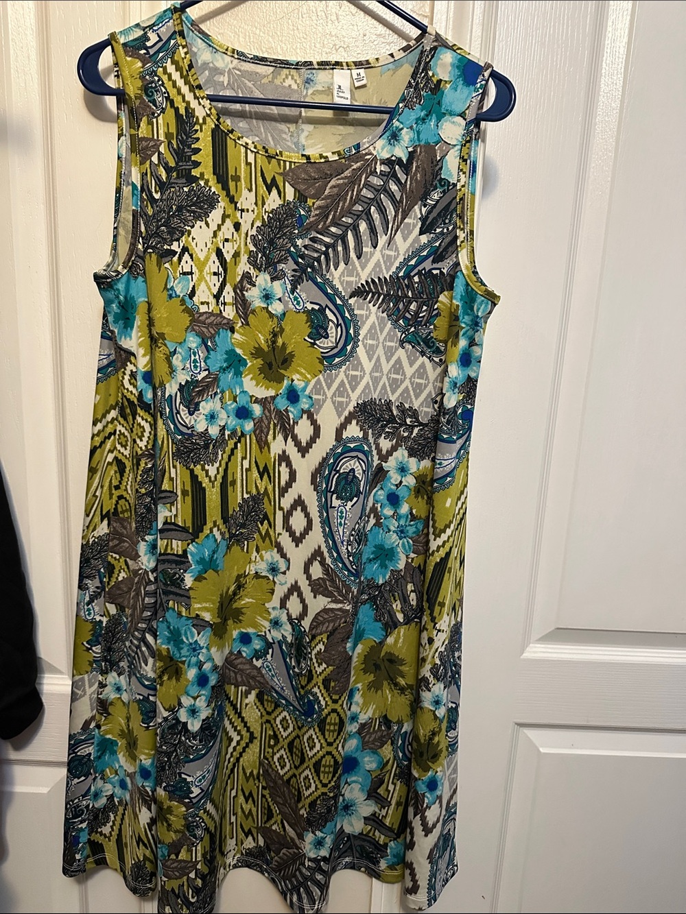 Jules & Leopold Teal & Olive Floral Paisley Sleeveless Maxi Dress